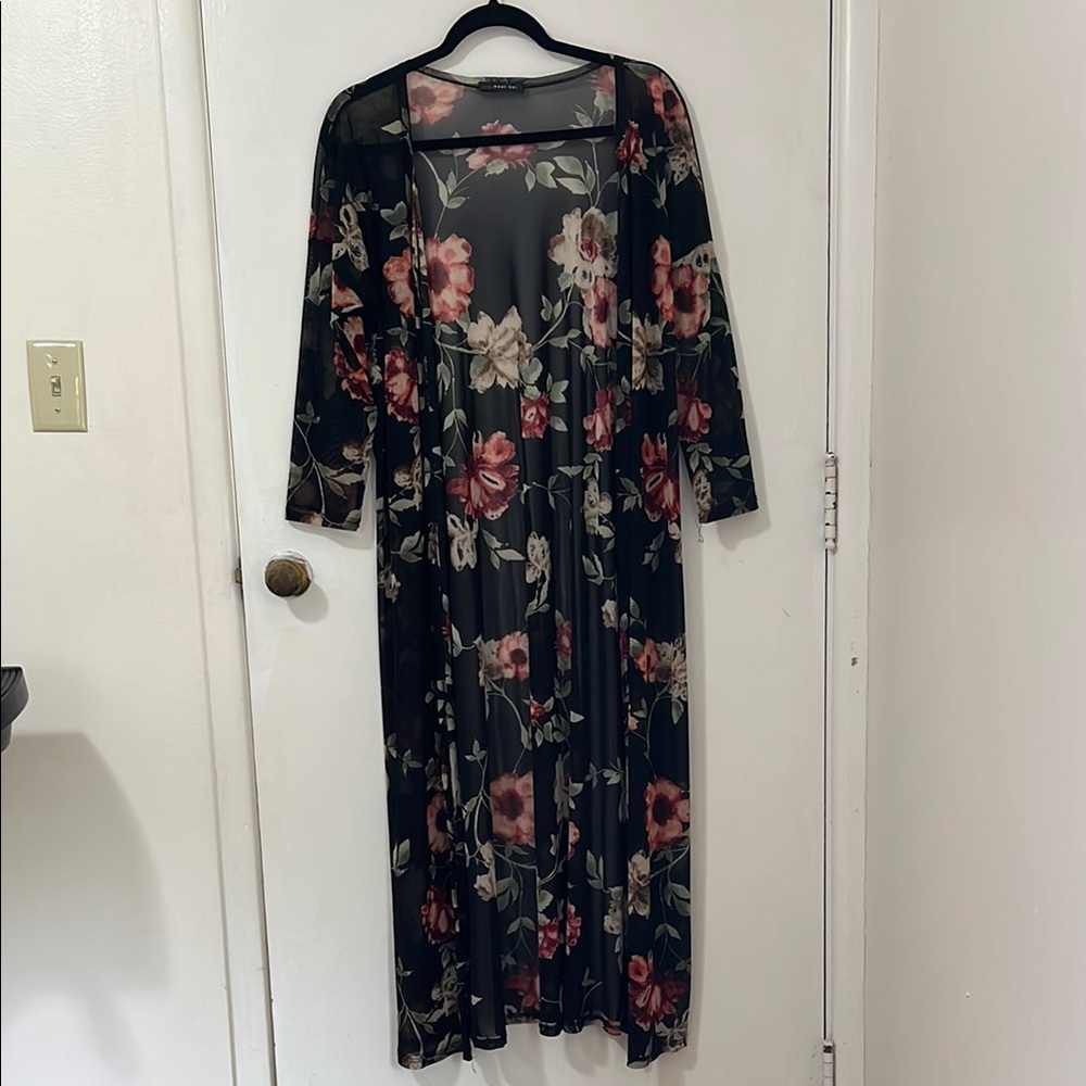 West Kei Floral Sheer Cardigan - Black, M